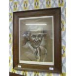 Oak Framed Pastel Portrait Signed Campbell 58