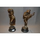 Pair of Spelter Figurines "Musician and Dancer"