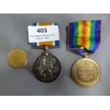 WWI Medals Group; 420520 Privet C. Garwood 43 Canadian and a Canadian Pin Badge