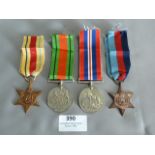 WWII Medals Group of Four; Defence, Campaign, 3549 Star and Africa Star