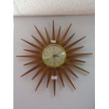 Paico Teak Sunburst Wall Clock