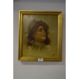 Framed Oil on Canvas "Lady Portrait" Signed Mec 1906