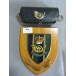 WWI King's Own Yorkshire Light Infantry Sash Case and a Oak Shield Plaque (Relating to Lot 404)