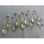Ten Hallmarked Silver Collector's Spoons Approx. 122g