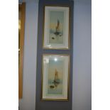 Pair of Framed Watercolours "Marine Scenes" Sign D.H. 22