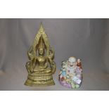 A Brass and a Pottery Buddha Ornaments