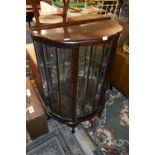 Walnut Bow Fronted Display Cabinet