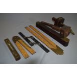 Carpentry Handtools Brass Spirit Levels, Folding Measures, J. Rabone Folding Measure and Scribes