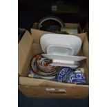 Box Containing Assorted Dinnerware, Part Tea Sets, Diecast Vehicles, etc.