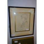 Framed Pencil Sketch "Young Boy" by Pat Bonney 1937