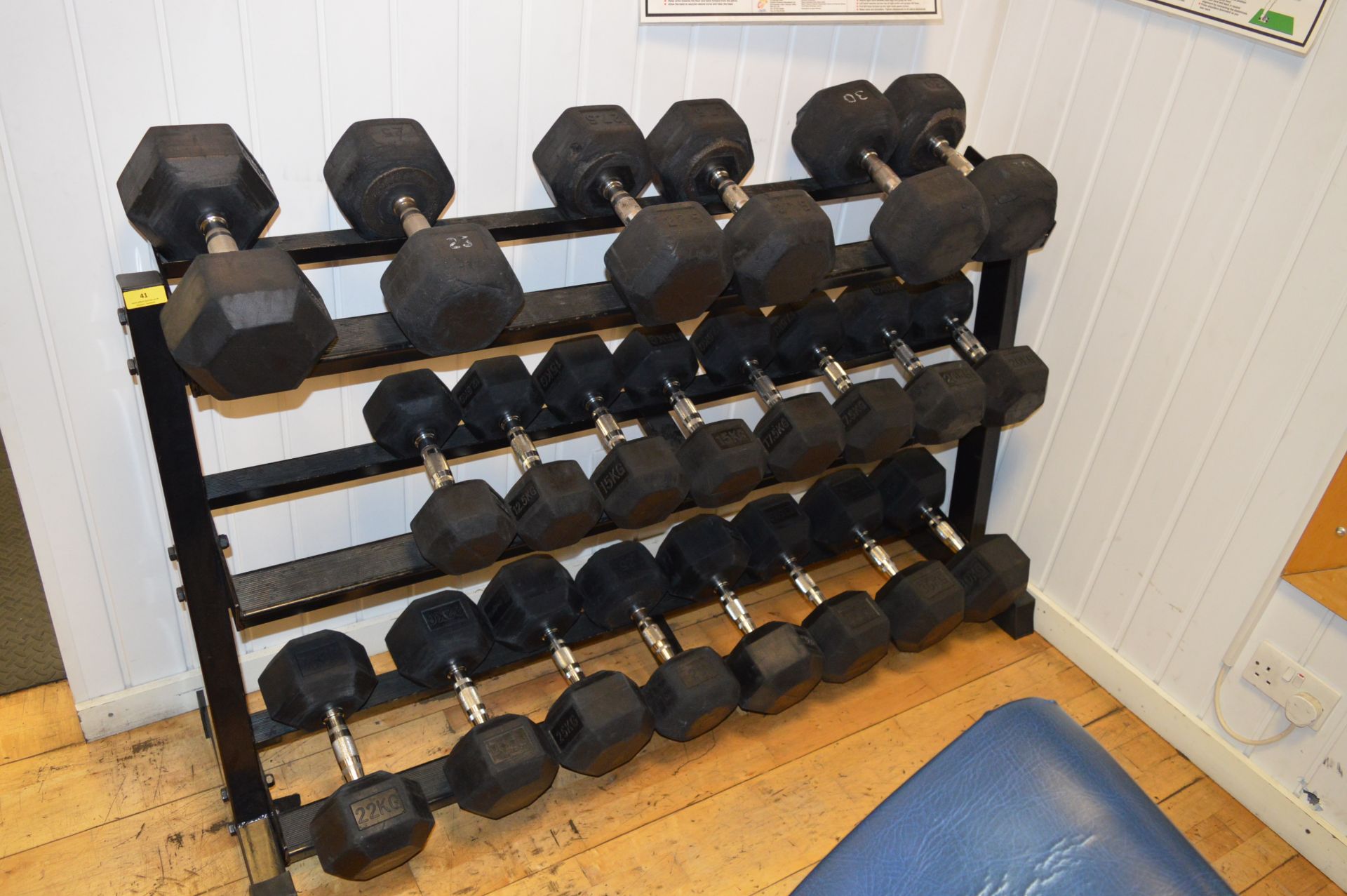 *Eleven Pairs of Dumbbells 12.5-30kg Complete with Rack