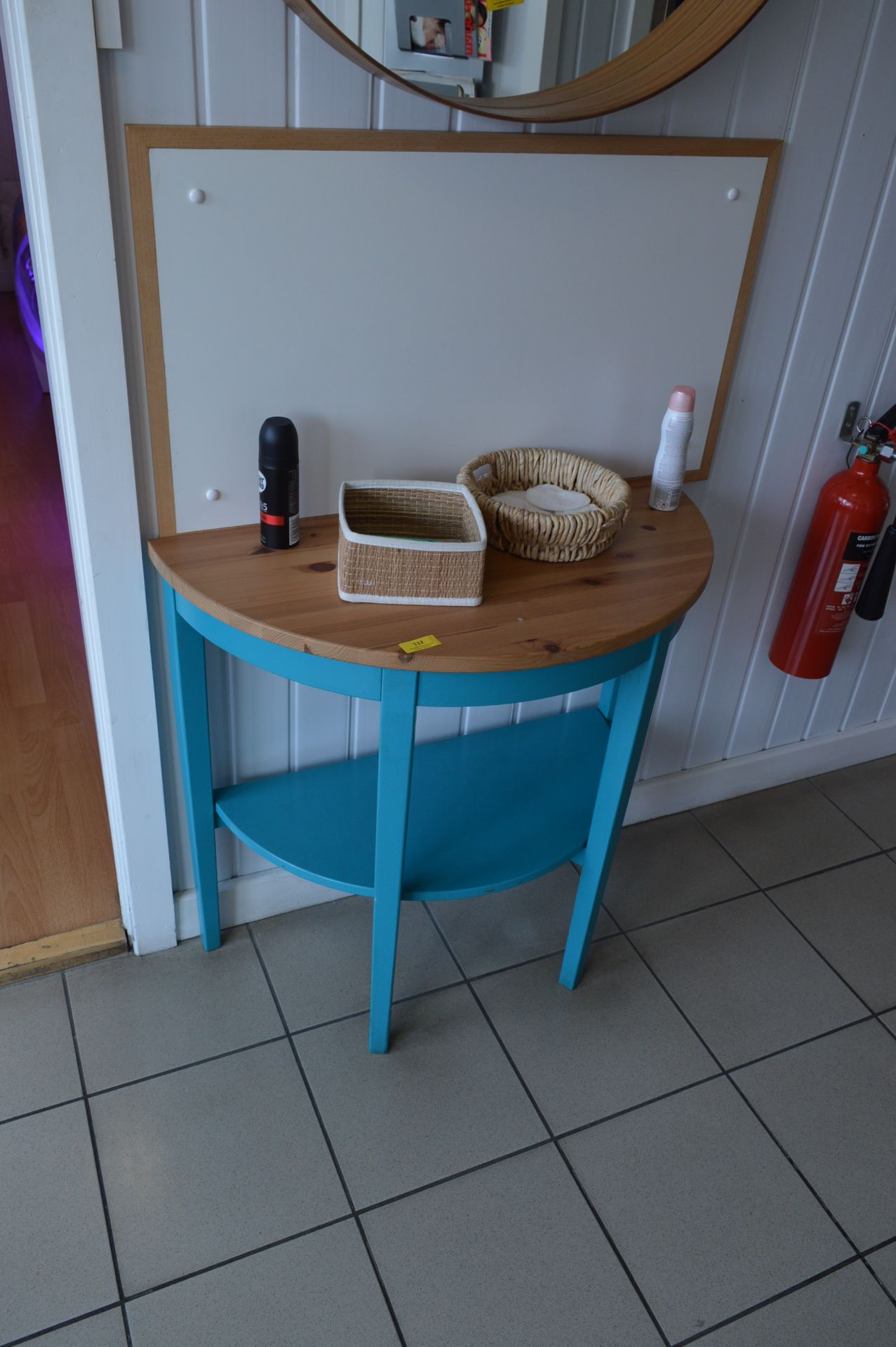 *Half Round Pine Table with Painted Base