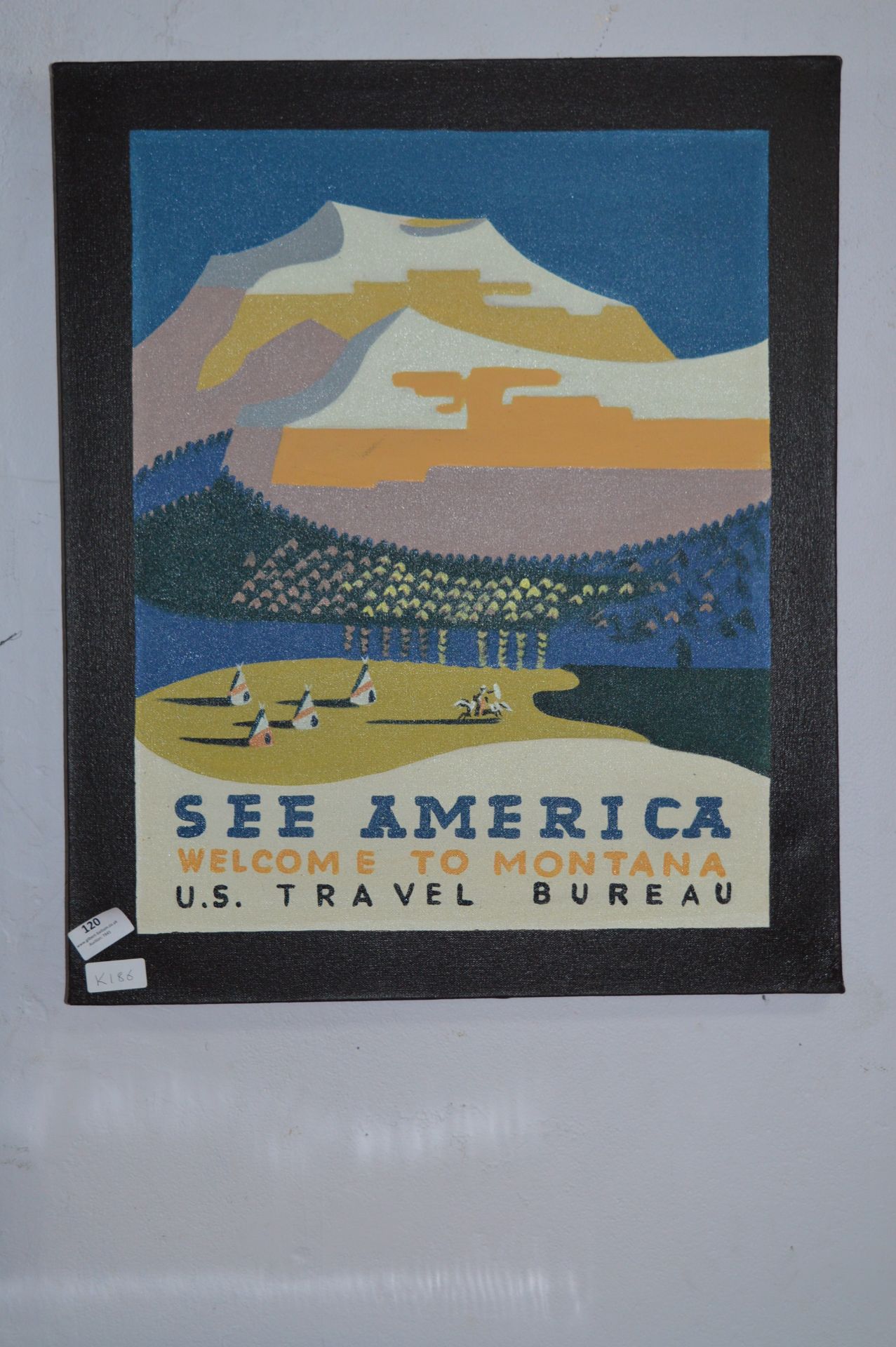 Unframed Printed Canvas "See America, Welcome to Montana"
