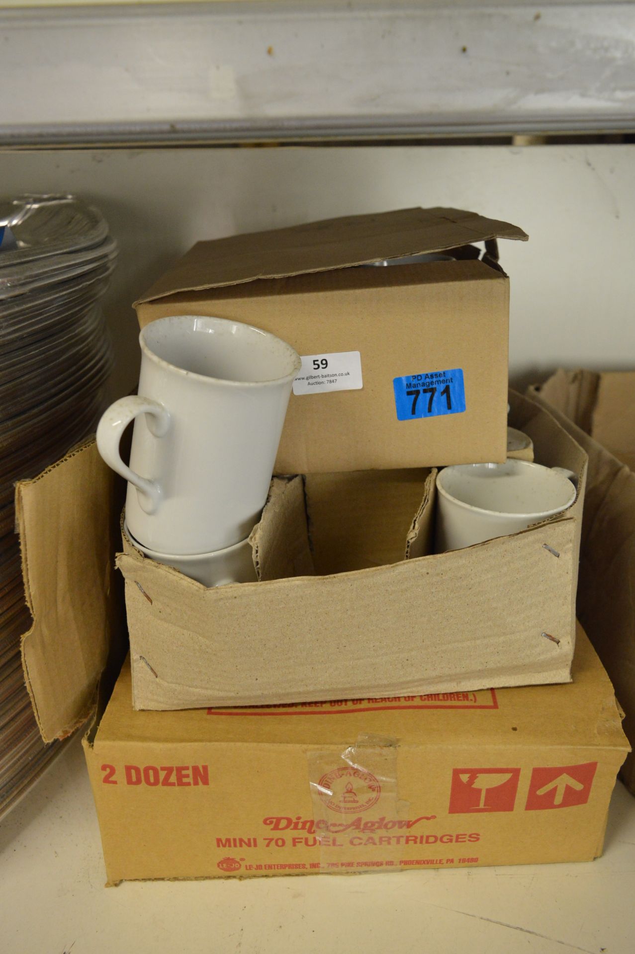 Three Boxes of Assorted White Ceramic Mugs