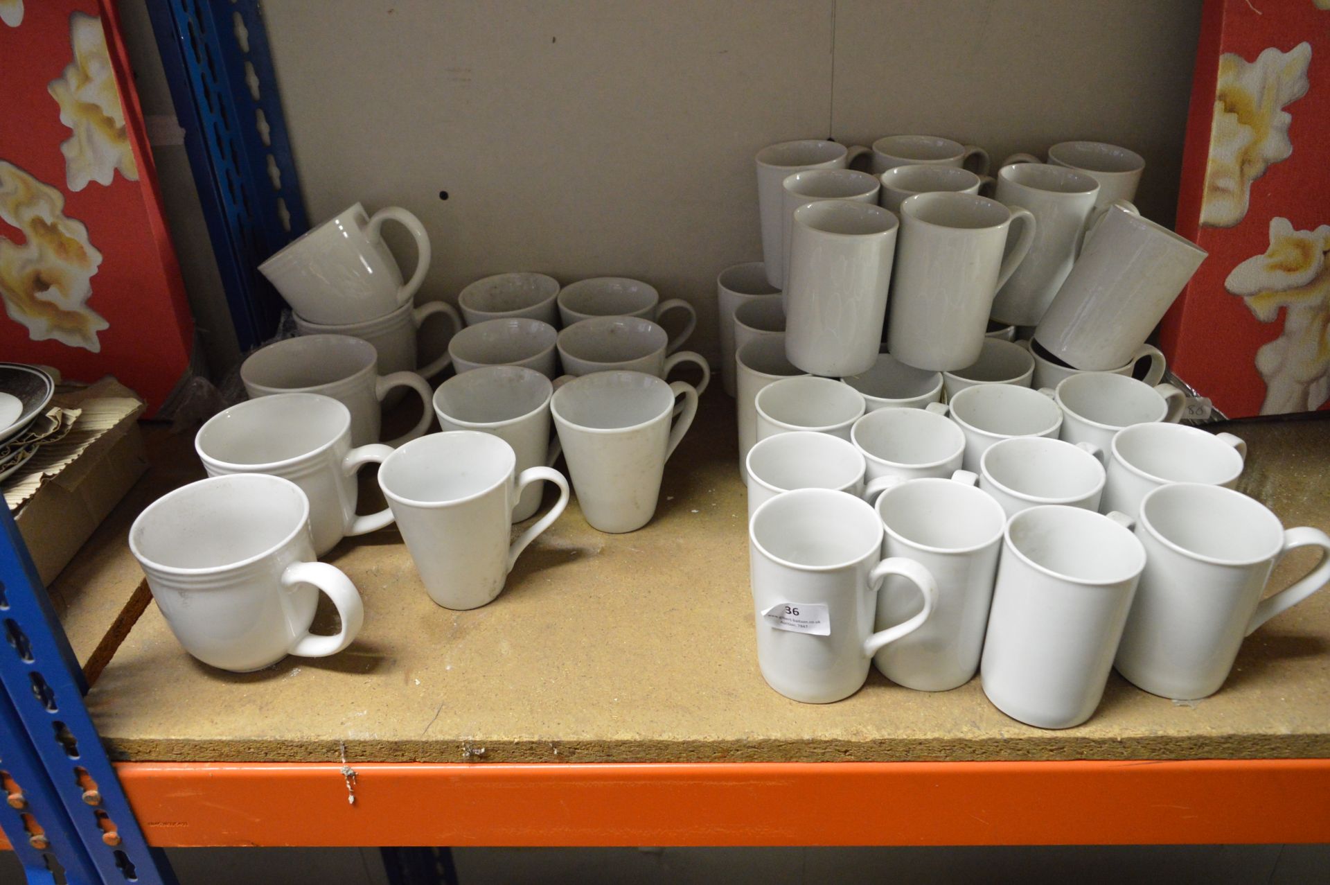 Forty Five White Porcelain Mugs