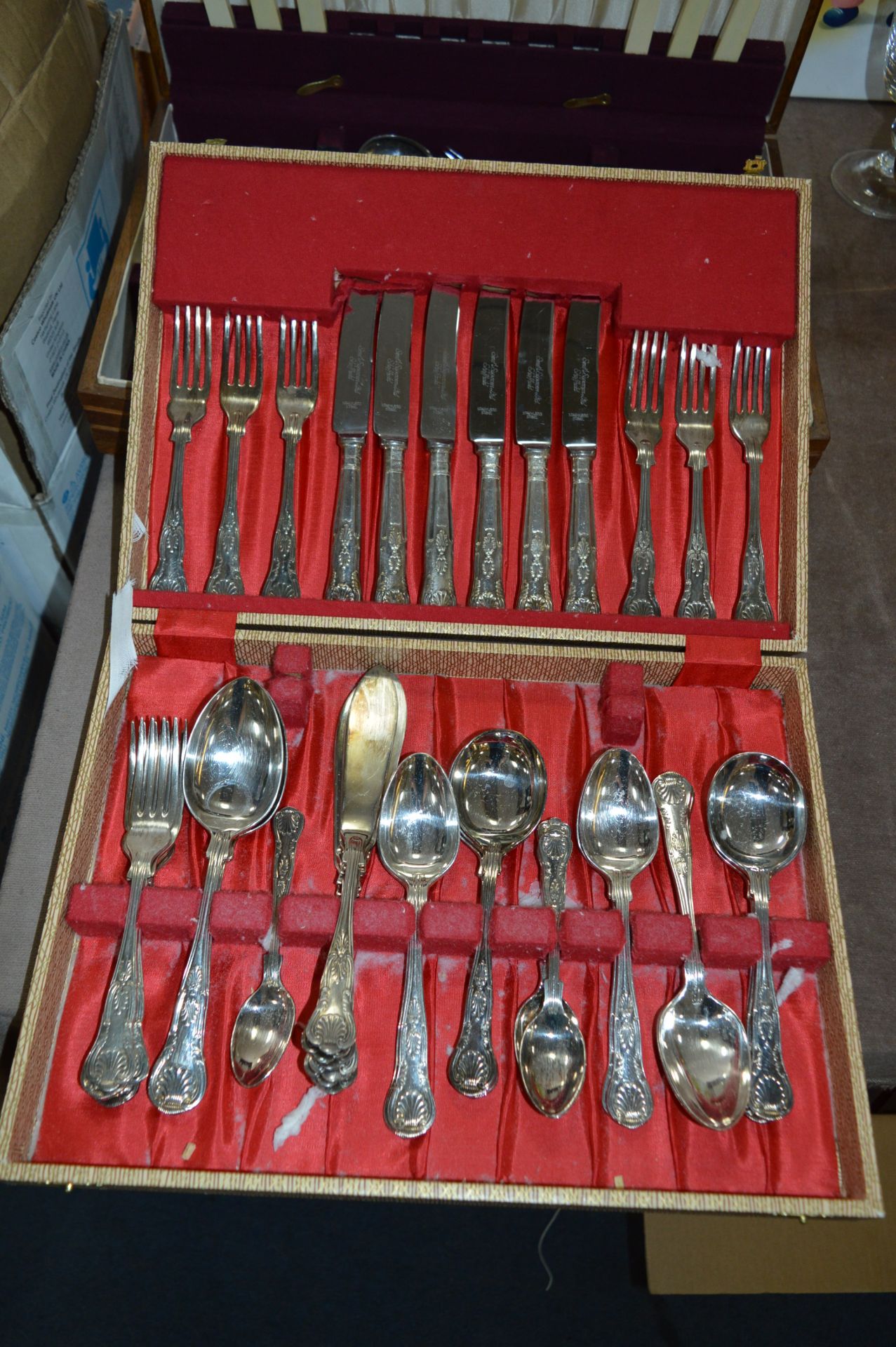 Cased Canteen of Kings Pattern Cutlery