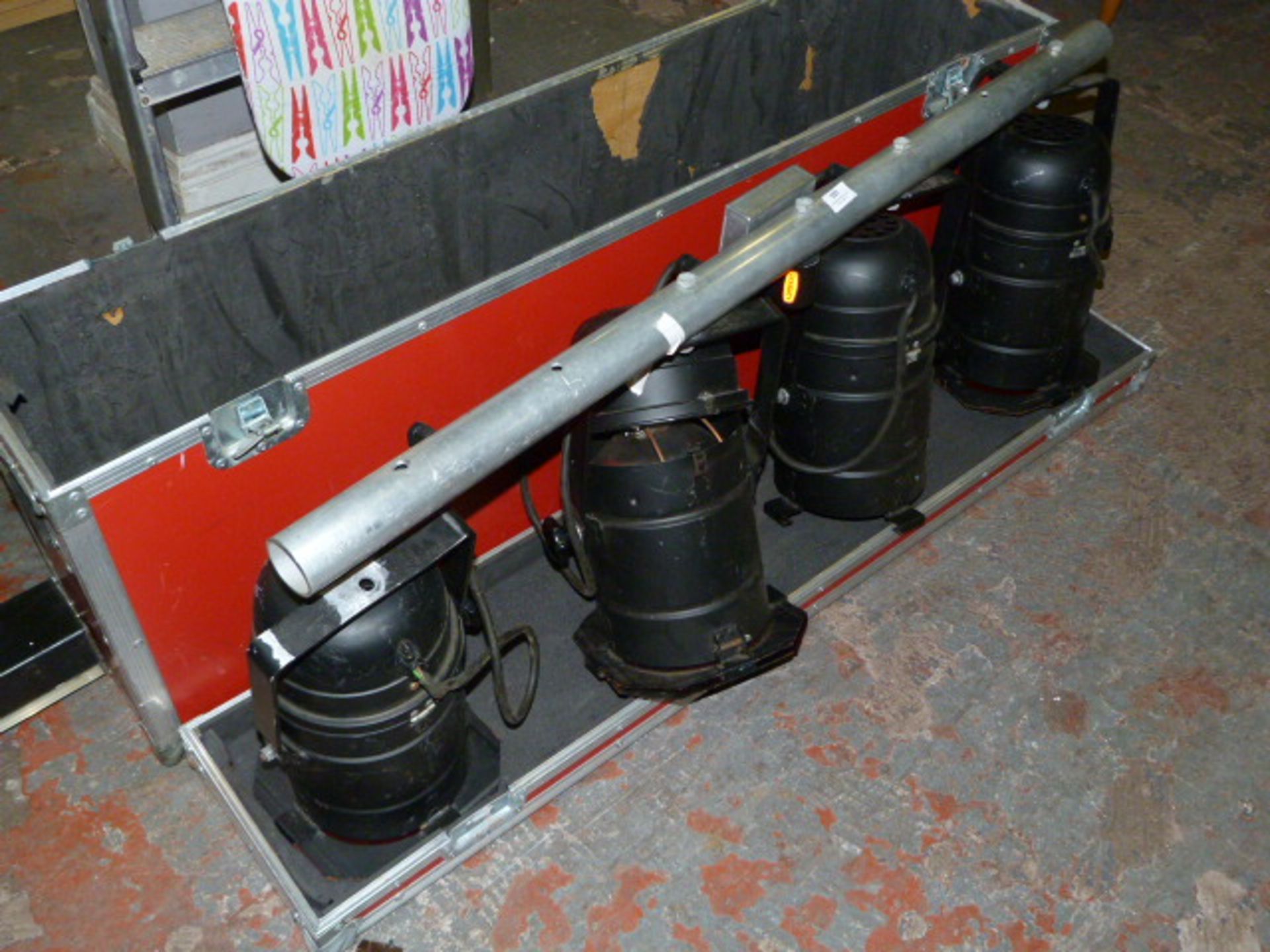 Set of DJ Lights on Pole with Flight Case