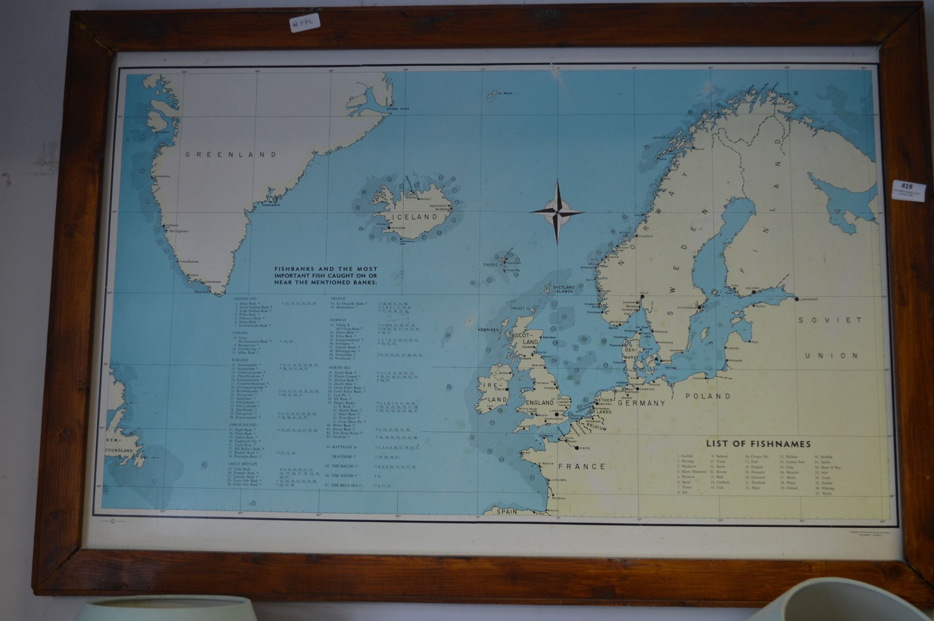 Fishing Chart Depicting the Fish Bank Around the UK