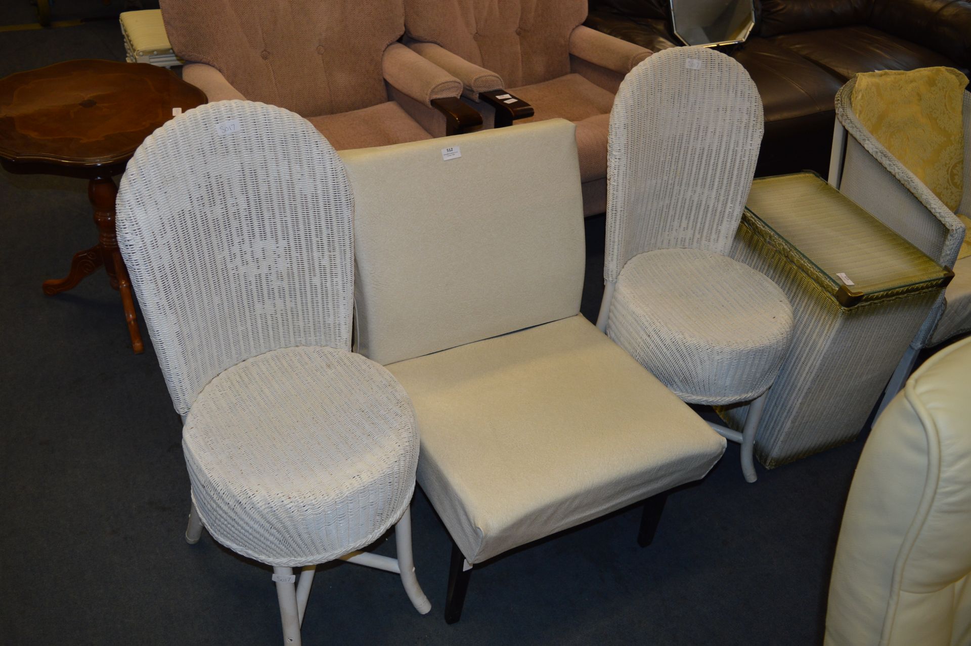 Pair of Lloyd Loom Style Bedroom Chairs and an Occasional Chair
