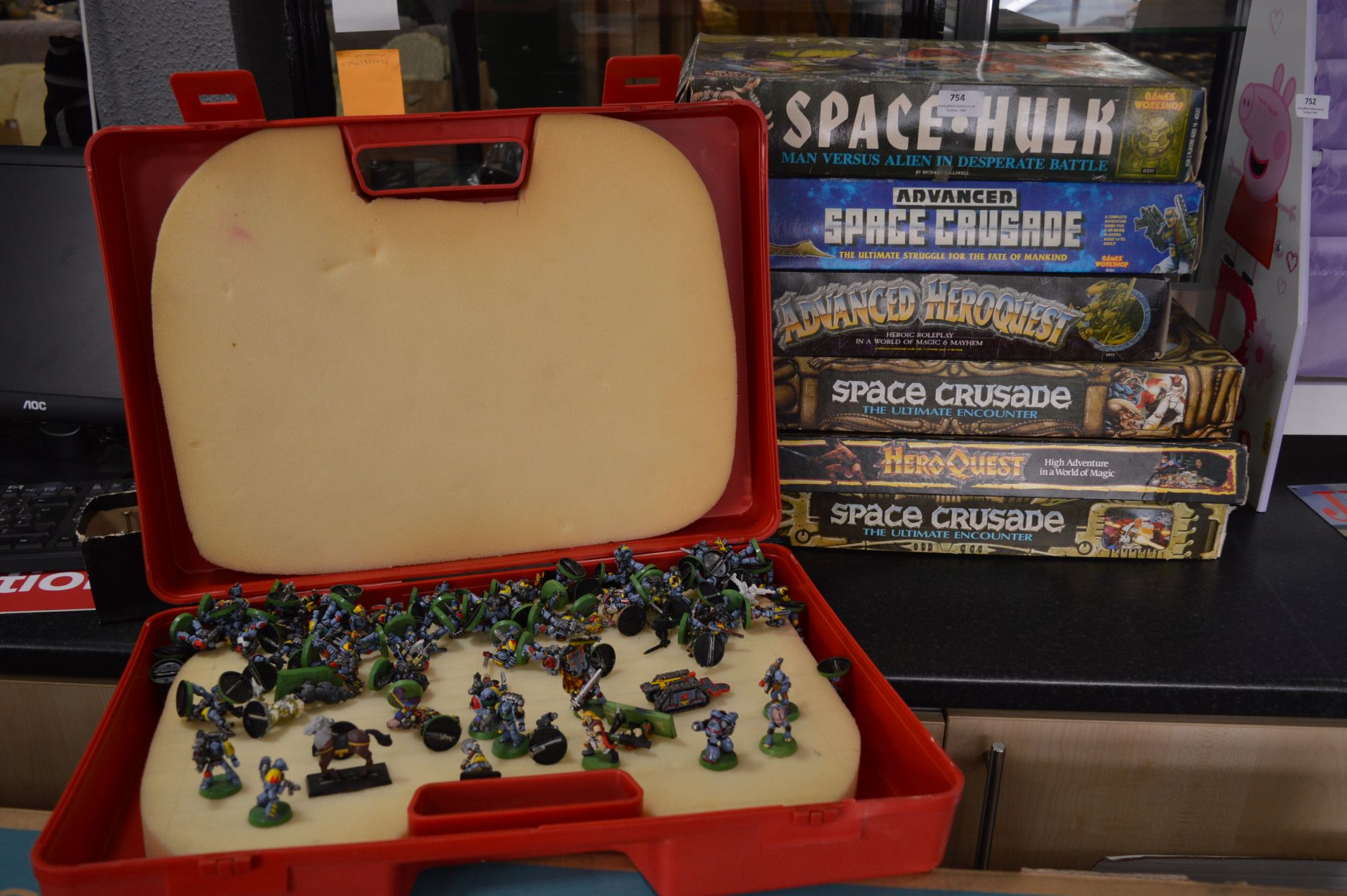 Six Games Workshop Board Games "Space Crusade", "Hero Quest" and a Cased Set of Figures