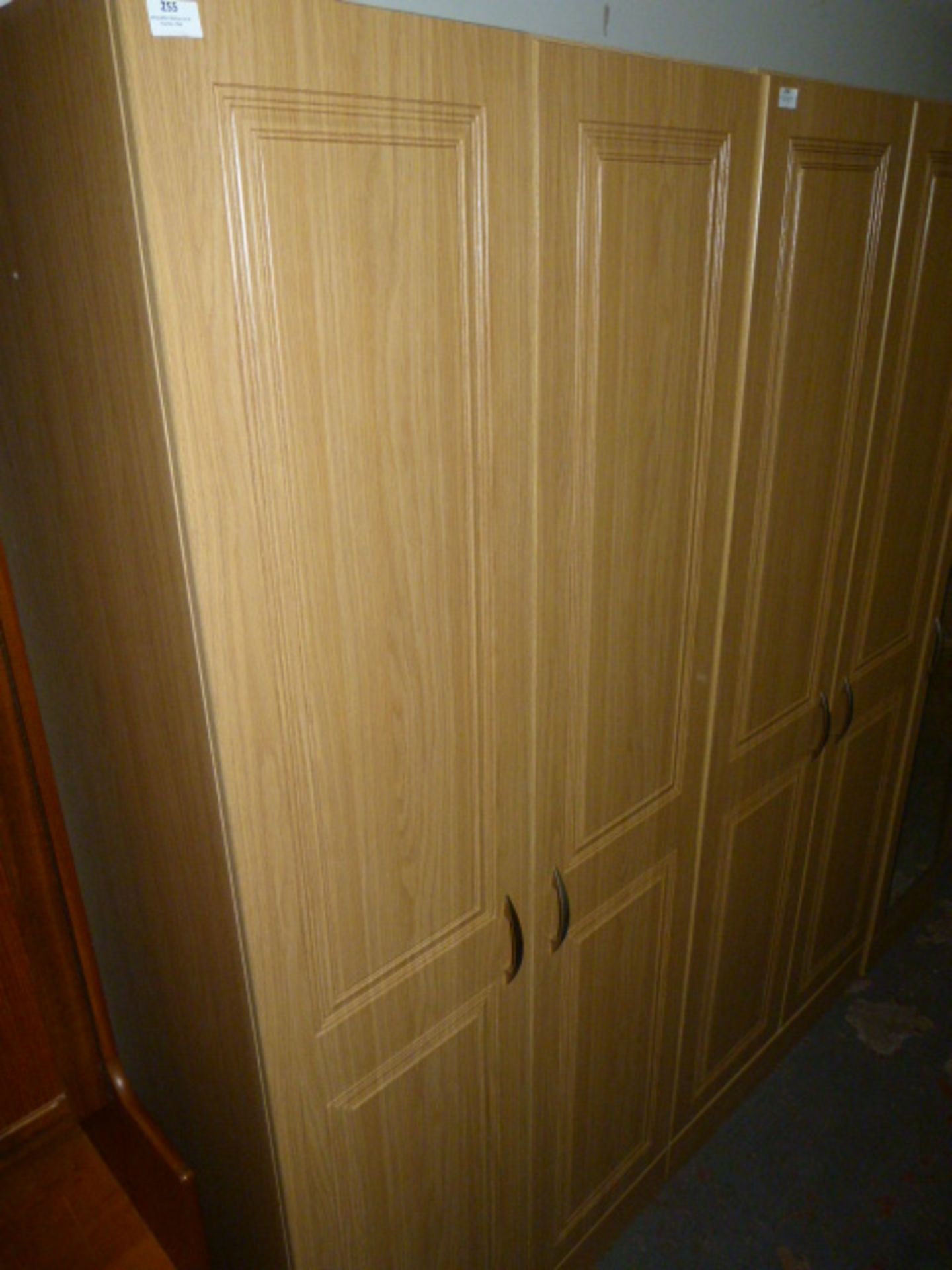 *Light Oak Double Wardrobe with Brushed Stainless Steel Handles