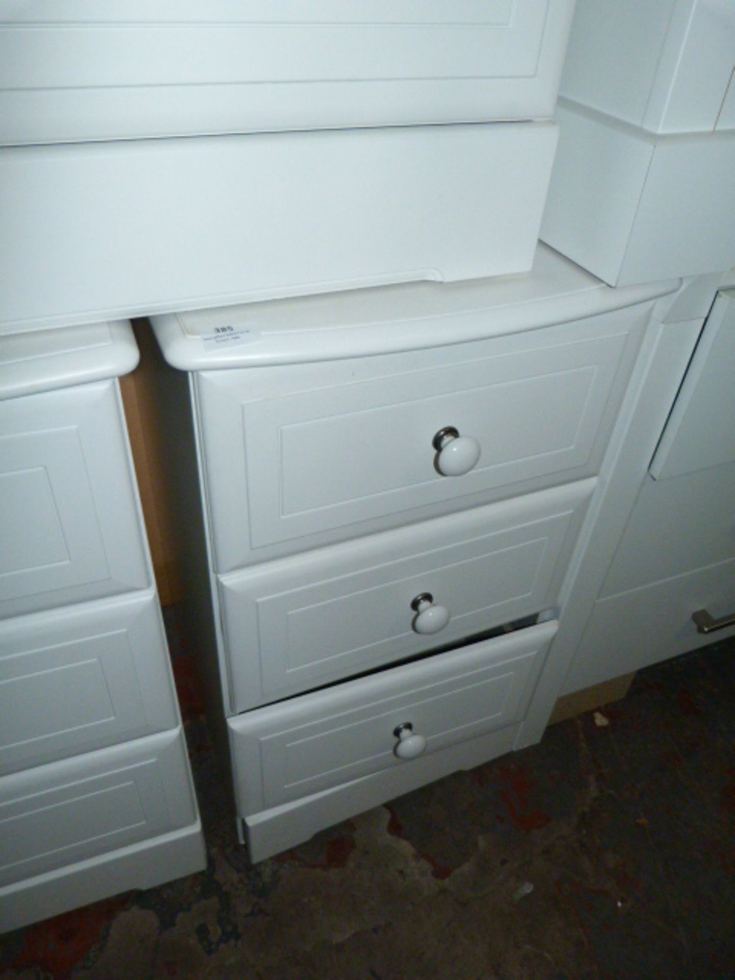 *White Three Drawer Bedside Cabinet