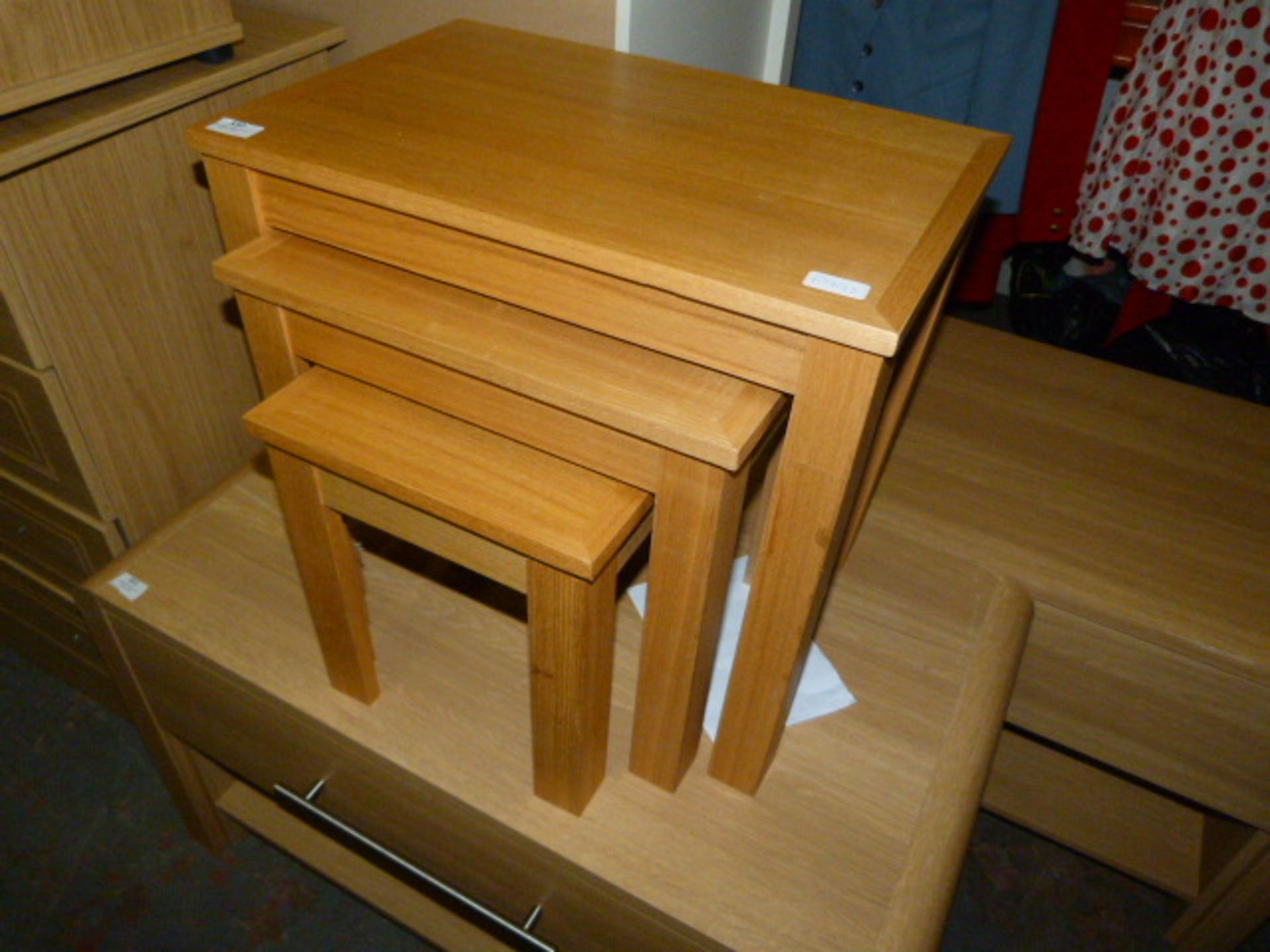 Nest of Three Light Oak Occasional Tables