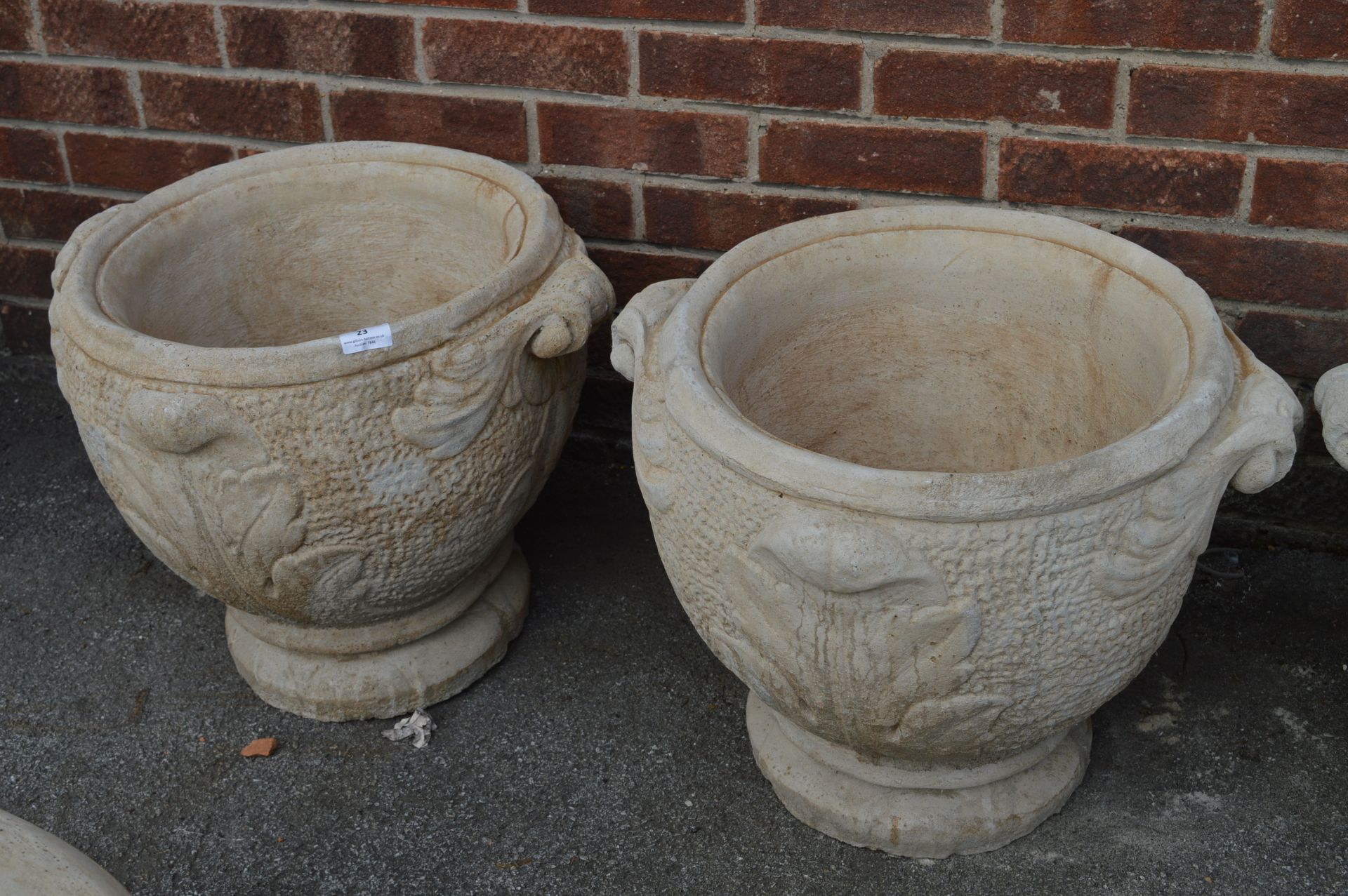 Pair of Large Reconstituted Limestone Planters