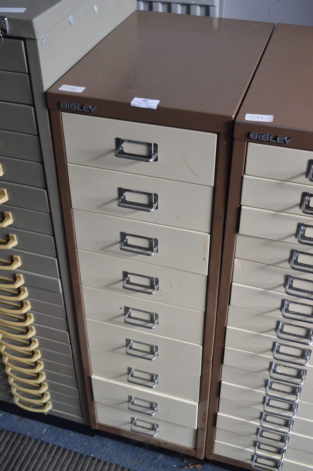 Bisley Nine Drawer Metal File Cabinet