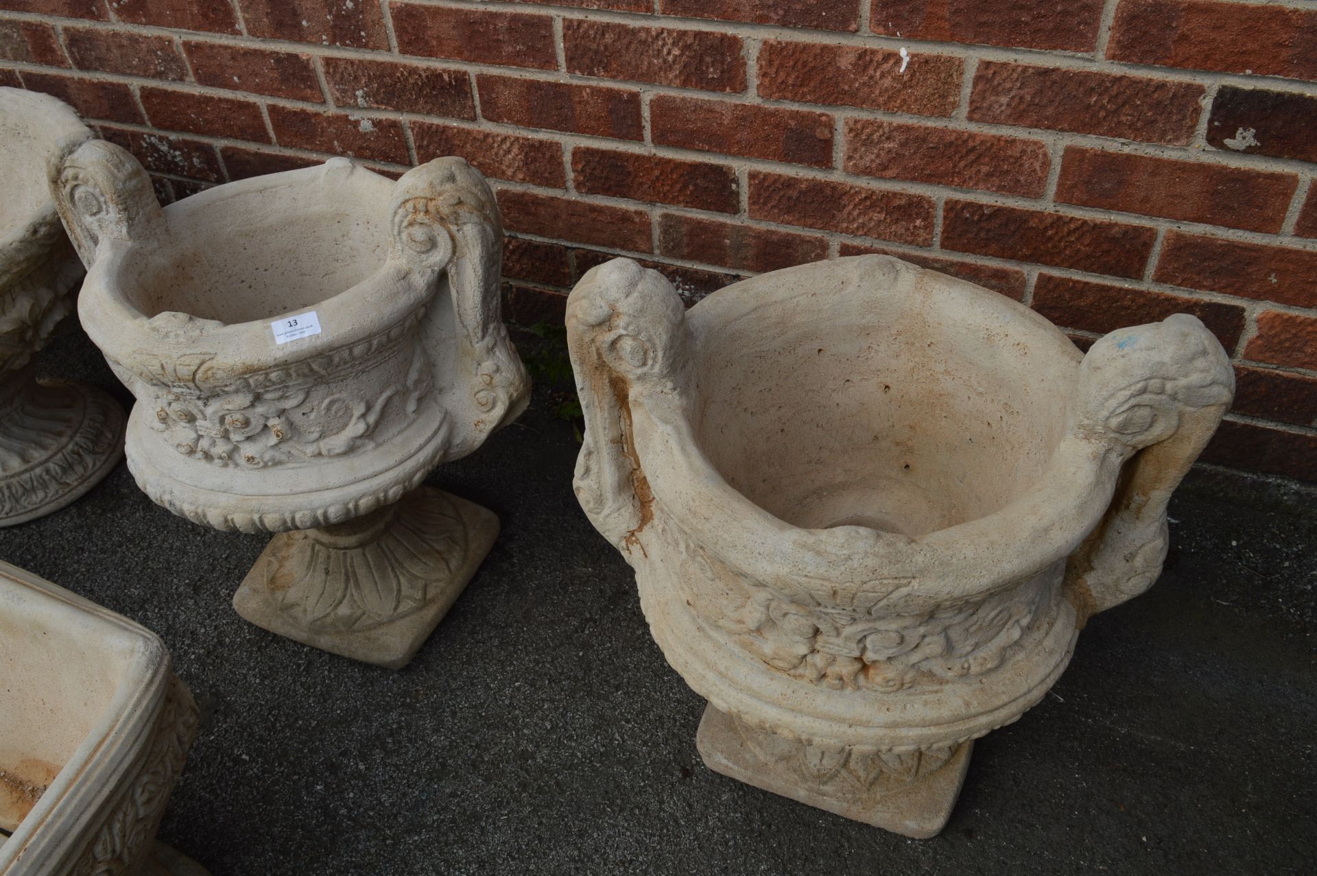 Pair of Reconstituted Limestone Planters