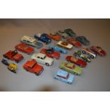Tray containing 22 Dinky Diecast Cars & Motorcycles