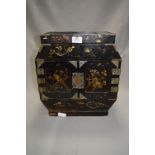 Japan Black Lacquered Cabinet with Painted Birds Decoration