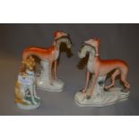 Pair of Staffordshire Greyhounds & Another Greyhound