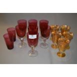 Cranberry & Gilt Drinking Glassware