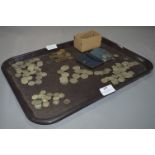 Tray containing British Silver Coinage and Pennies