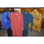 3 Vintage Silk Dresses & Blouse
