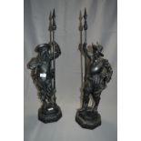 Pair of Large Spelter Figurines - Cavaliers