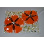 Floral Patterned Art Glass Wall Panel