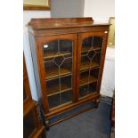 Oak Bookcase with Lead Glass Doors