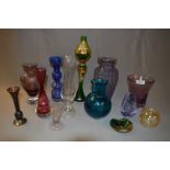 Collection of Coloured Glassware, including Vases, Pin Dish etc