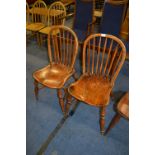 Pair of Oak & Elm Stick Back Dining Chairs