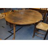 Georgian Oak Circular Gateleg Dining Table on Padded Feet