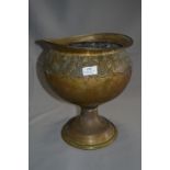 Large Embossed Brass Jardiniere