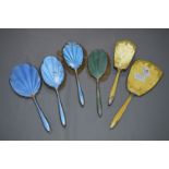Enamel & Silver Brush and Mirror Sets