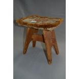 Small Pine Stool with Padded Seat