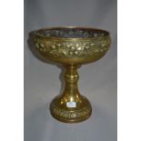 Large Embossed Brass Goblet Jardiniere