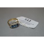 18 Carat Gold Ring set with Blue & White Stones