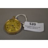 Lady's 9 Carat Gold Engraved Decorated Pocket Watch - 26 Grams Gross Weight