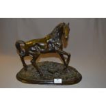 Large Cast Bronze Effect Horse Figurine