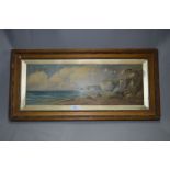 Framed Oil Painting on Board Depicting A Coastal Lanscape Signed A.Ramus